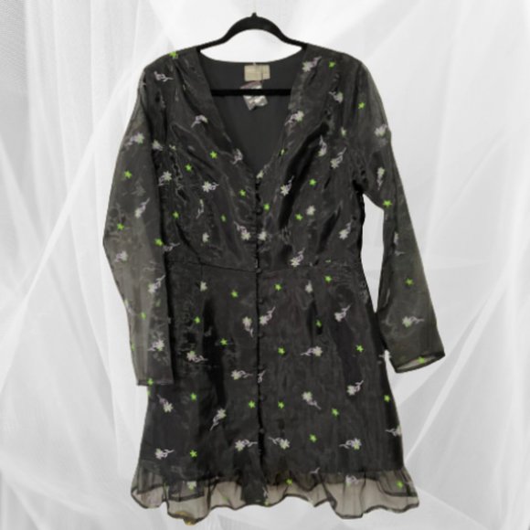 NWT ASOS DESIGN organza mini dress with all over embroidery - Picture 2 of 8